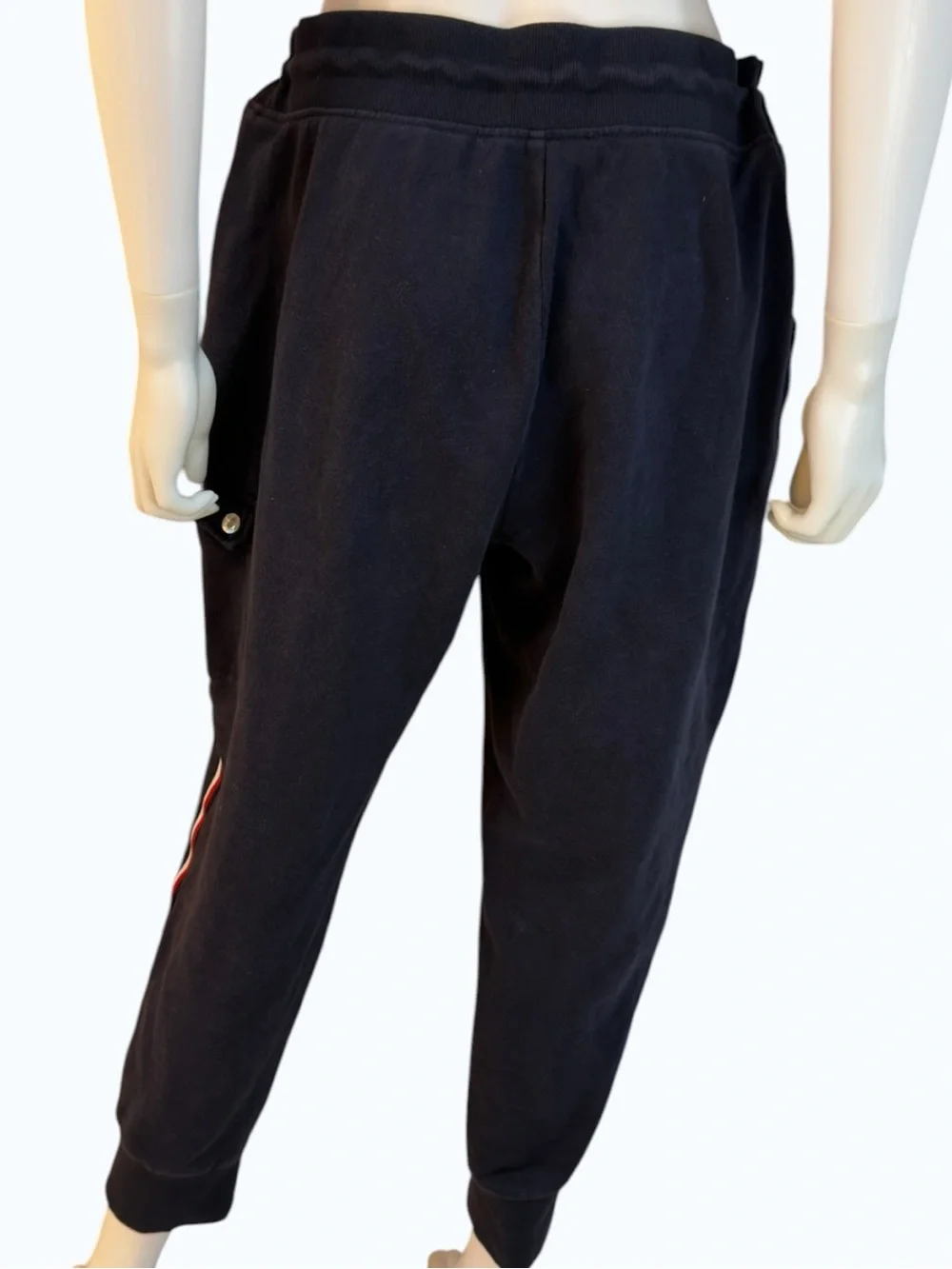 Tommy Hilfiger Navy Side Stripe Jogger Sweatpants White Red Stripe | Size